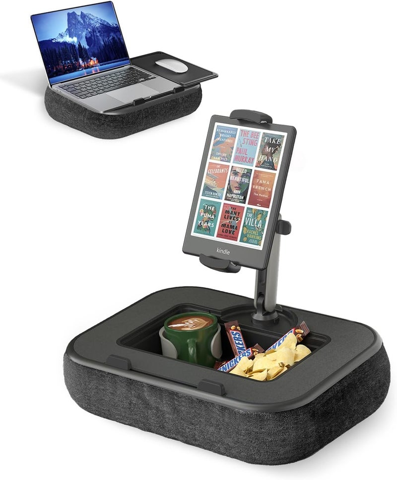 Viozon Kindle Pillow Stand Holder, Phone holder for Bed, Laptop Lap Desk with Mouse Pad,Compatible with 4.7-13" Kindle/Tablet/Phone,10-15"Laptop, Snack Bowl⋓ Attachment&Detachable 360°Stand Arm, B - Image 1
